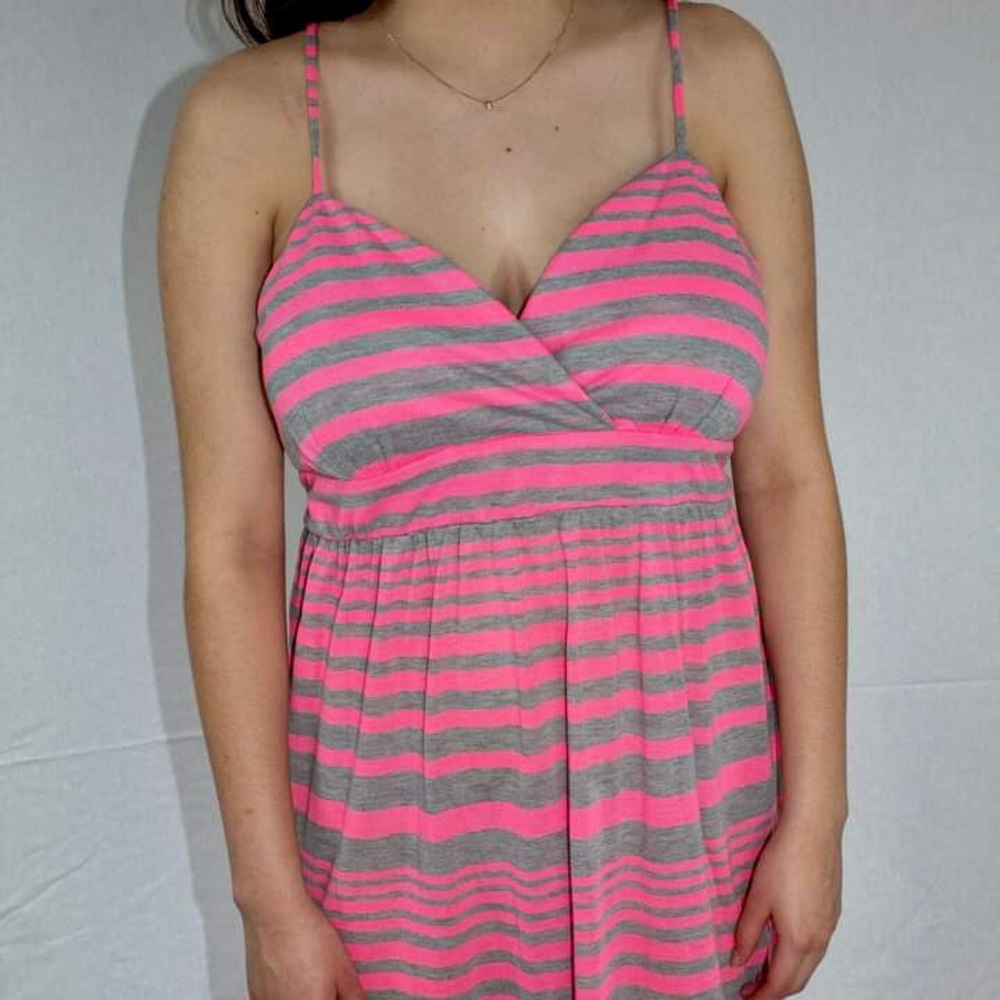 no boundaries Pink & Grey Striped Dress